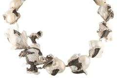 Nini Hale 17.0ctw Black White Diamond and Abstract Pearl Fish Design Necklace in 18K
