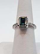 14 Kt White Gold 4.5 Ct Emerald Green Lab Simulated Diamond Ring