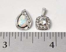 Opal and CZ Pendant Set in Sterling Silver