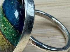 Sterling Silver 925 One of a Kind Dichroic Glass Ring Size 8