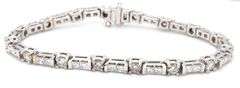 18kt White gold 4.50ctw princess and round brilliant cut diamond link bracelet