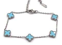 Blue stone stainless steel adjustable bracelet