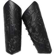 Viking Leather Bracers Embossed Dragon and Totem Gauntlets