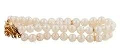 Vintage Tiffany & Co. Pearl Double Row Strand Bracelet in 14K W/Box