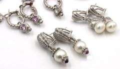 Lot of Judith Ripka 925 sterling silver earrings and charms