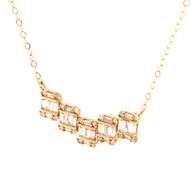 18kt Yellow gold 0.32ctw baguette and round staggered bar necklace