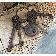 Cast Iron Skeleton Key Set with Lock