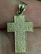 10k Yellow Gold Diamond Cut Christian Cross Pendant Religious Charm