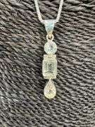 Sterling Silver Crystal Pendant Natural Gemstone With Sterling Silver Box Chain
