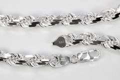 Sterling Silver Heavy Diamond-Cut Rope Chain 8mm Solid 925 Italy New Men's Necklace 26"