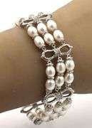 Judith Ripka 925 sterling silver and cultured fresh water pearl strand bracelet