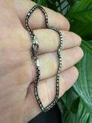 Italian Sterling Silver 925 Fancy Diamond Cut Box Chain 7" Bracelet with Black Rhodium Finish