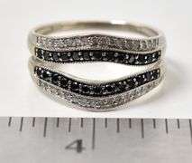 Amazing 14K White Gold Black Spinel and Diamond Ring