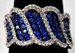 Blue Sapphire and CZ Gemstone Ring in Sterling Silver