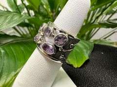 Sterling Silver Natural Gemstone Amethyst Ring Size 7