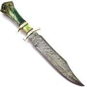 Hand-Forged Damascus Steel Hunting Knife Camel Bone Handle