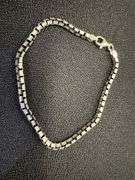Italian Sterling Silver 925 Diamond Cut Box 8" Bracelet with Diamond Cuts and Rhodium Finish