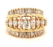 14kt Yellow gold 1.75ctw marquise diamond wide band