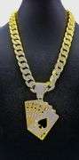 Huge 170.5 Gram 18 Kt Gold Plate Royal Flush Pendant Necklace