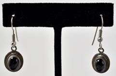 Black Star Gemstone Dangle Earrings in Sterling Silver