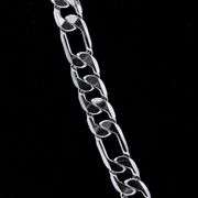 Huge 124 Gram Tri-Layered .925 Silver Plated Italian Figaro Link Necklace