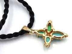 925 Sterling silver turquoise cross pendant on black cord necklace
