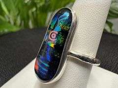 Sterling Silver 925 One of a Kind Dichroic Glass Ring Size 8.5