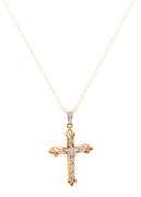 10kt Yellow gold diamond cross pendant on chain