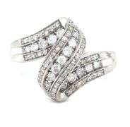 14kt White gold 0.50ctw diamond wave ring