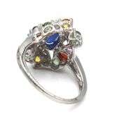 14kt White gold multi color sapphire and diamond cocktail ring