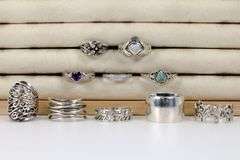.925 Sterling Silver Curated Ring Lot of 10 Rings Various Sizes & Styles
