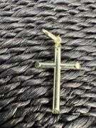 10k Yellow Gold Christian Cross Tube Design Pendant Charm