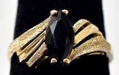 Brilliant Black Spinel Ring in 14K Yellow Gold