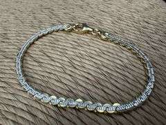 Sterling Silver 925 Serpentine 7" Two Tone Bracelet with 24k Gold Plating