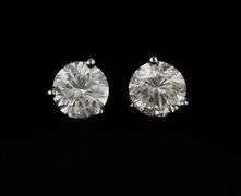 2.07ctw Round Diamond Solitaire Stud Earrings in 14K
