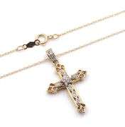 10kt Yellow gold diamond cross pendant on chain