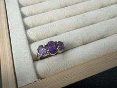 Sterling Silver Natural Gemstone Amethyst Ring Size 6