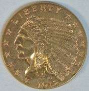 Lively lustrous 1912 US $2.50 Indian Gold Piece