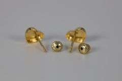 10k Yellow Gold Diamond-Cut Shiny Heart Stud Earrings