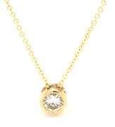 14kt Yellow gold 0.60ctw round brilliant cut diamond bezel set pendant on chain