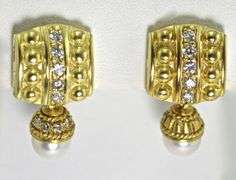 High-End Adaptable 18K Diamond and Pearl Earrings