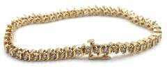 14kt Yellow gold 1.50ctw diamond S link tennis bracelet
