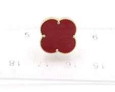Beautiful 14K Yellow Gold Coral Motif Clover Stud Earrings