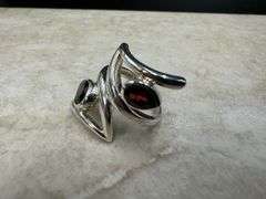 Sterling Silver Natural Gemstone Garnet Ring Size 6