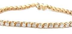 14kt Yellow  gold 4ctw round brilliant cut diamond tennis bracelet