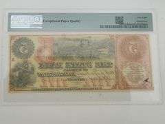 1859-1860s Detroit State Bank of Michigan $5 Remainder Note PMG58 Choice AU EPQ