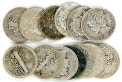 13 Assorted Silver Mercury Dimes