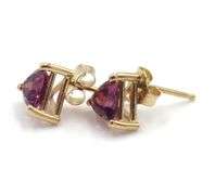 14kt  Yellow gold Triangle tourmaline stud earrings