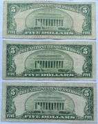 1928 A 1928 C 1928 F $5 US Notes.