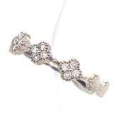 14kt White gold 0.15ctw diamond clover stackable band
